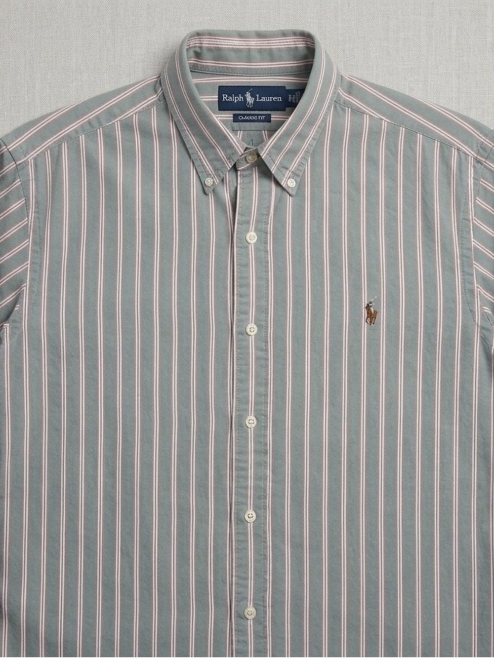 Polo Ralph Lauren Men Dress Shirt 15.5 32/33 Classic Fit Striped Flesh Pony